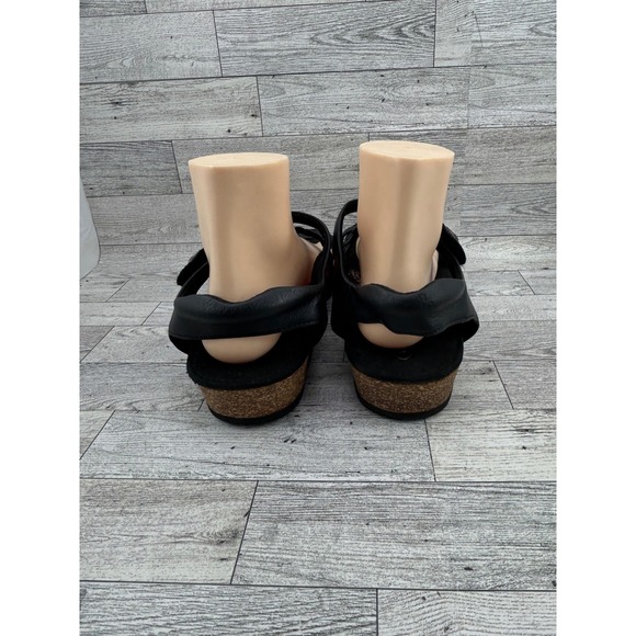 Aetrex Black Leather Braided Strap Cork Comfort Sandals Size 11 Wide - Picture 5 of 10